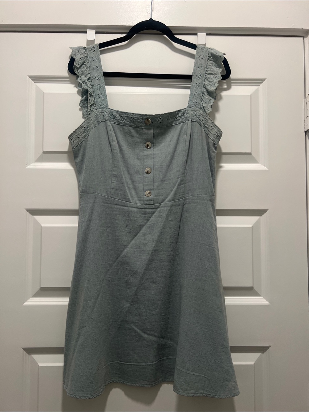 Altar’d State Sleeveless Lace-Trim Sundress in Light Sage